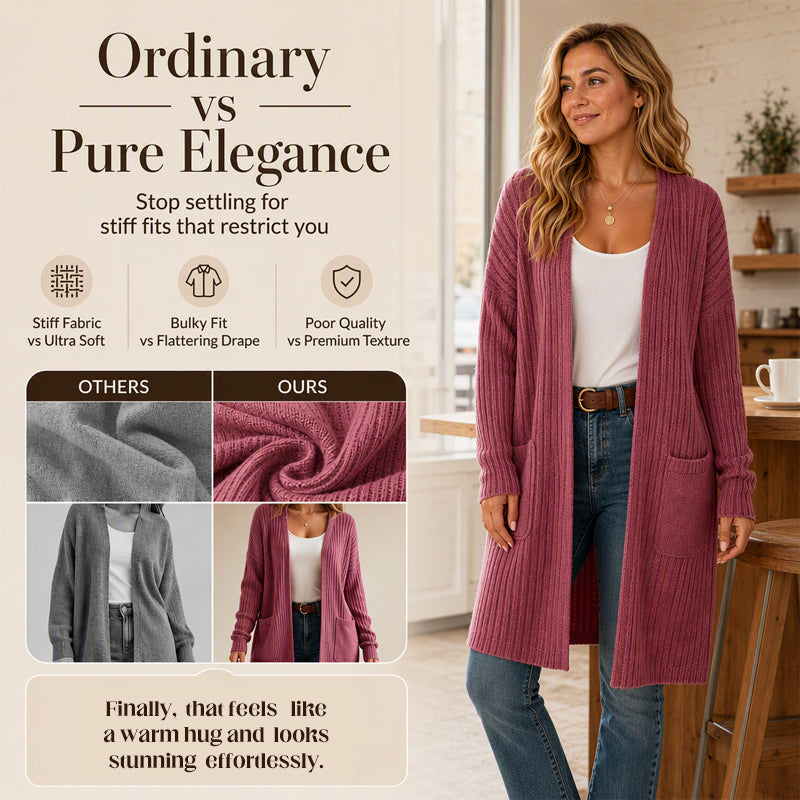 Aure Paris Women's Ribbed Knit Cardigan
