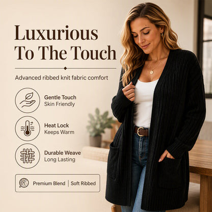 Aure Paris Women's Ribbed Knit Cardigan