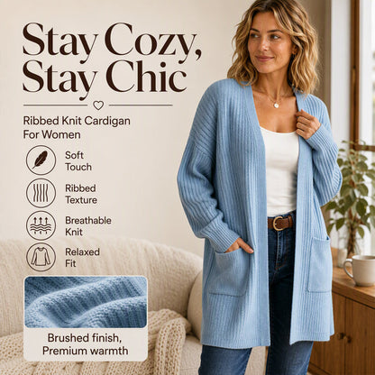 Aure Paris Women's Ribbed Knit Cardigan