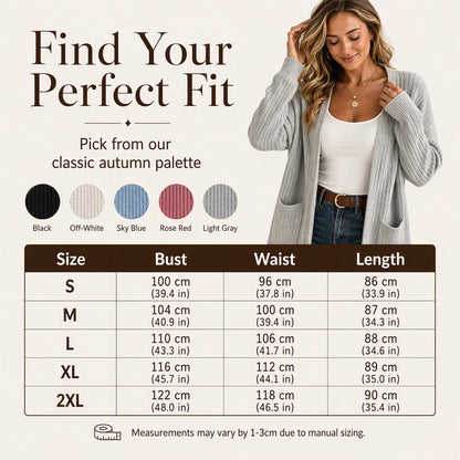 Aure Paris Women's Ribbed Knit Cardigan