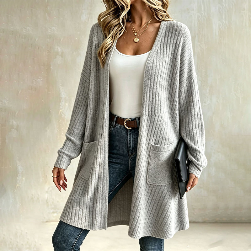 Aure Paris Women's Ribbed Knit Cardigan