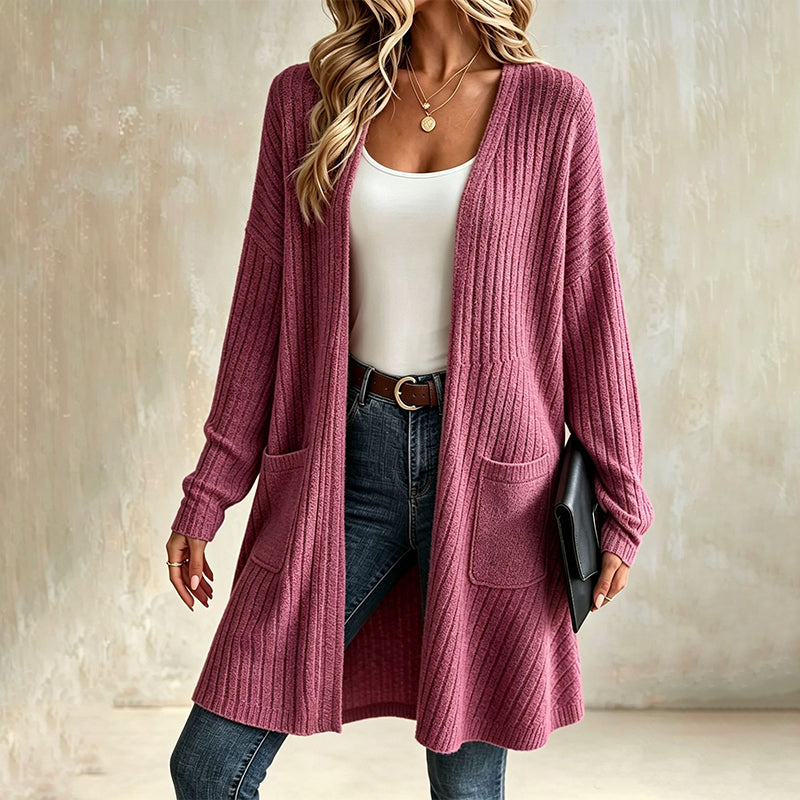 Aure Paris Women's Ribbed Knit Cardigan