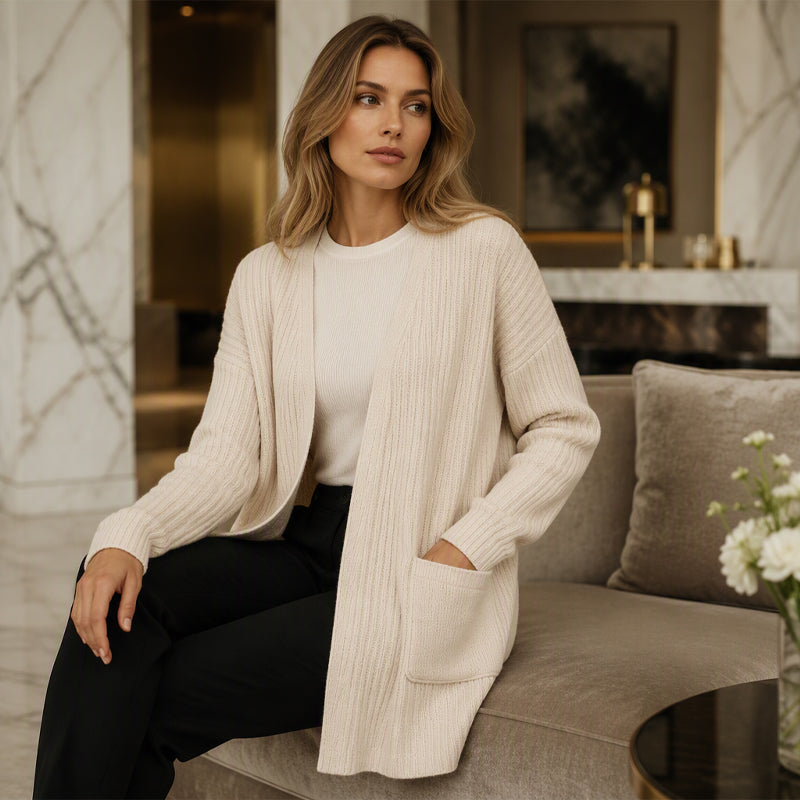 Aure Paris Women's Ribbed Knit Cardigan