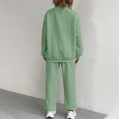 Aure Paris Casual Long Sleeve Knit Pullover & Pants 2-Piece Set