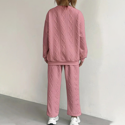 Aure Paris Casual Long Sleeve Knit Pullover & Pants 2-Piece Set