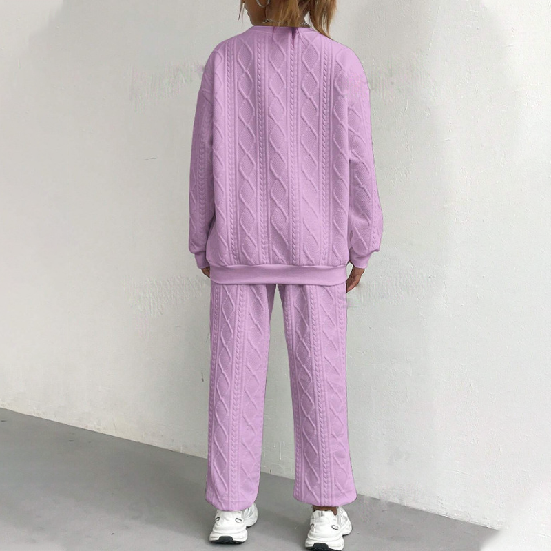 Aure Paris Casual Long Sleeve Knit Pullover & Pants 2-Piece Set