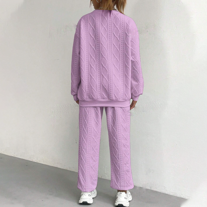 Aure Paris Casual Long Sleeve Knit Pullover & Pants 2-Piece Set