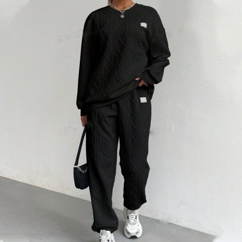 Aure Paris Casual Long Sleeve Knit Pullover & Pants 2-Piece Set