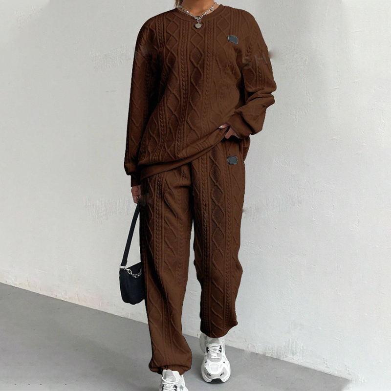 Aure Paris Casual Long Sleeve Knit Pullover & Pants 2-Piece Set