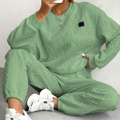 Aure Paris Casual Long Sleeve Knit Pullover & Pants 2-Piece Set