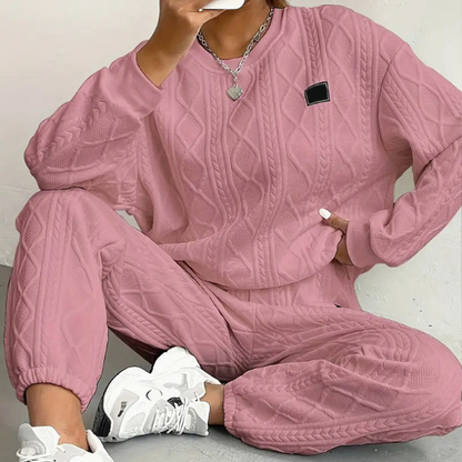 Aure Paris Casual Long Sleeve Knit Pullover & Pants 2-Piece Set