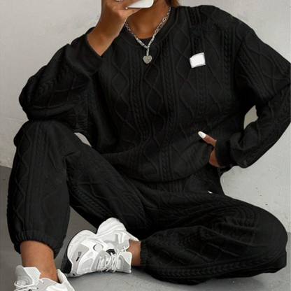 Aure Paris Casual Long Sleeve Knit Pullover & Pants 2-Piece Set