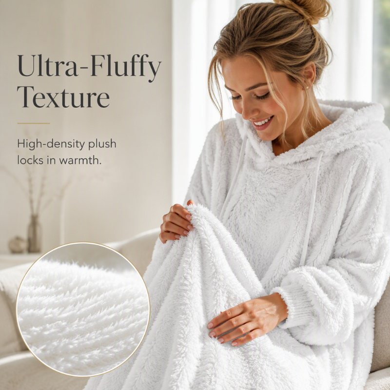 ❄️ Cozy Winter Comfort | 👗Women's Plush Hooded Maxi Lounge Dress