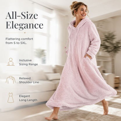 ❄️ Cozy Winter Comfort | 👗Women's Plush Hooded Maxi Lounge Dress