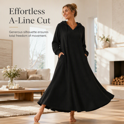 ❄️ Cozy Winter Comfort | 👗Women's Plush Hooded Maxi Lounge Dress