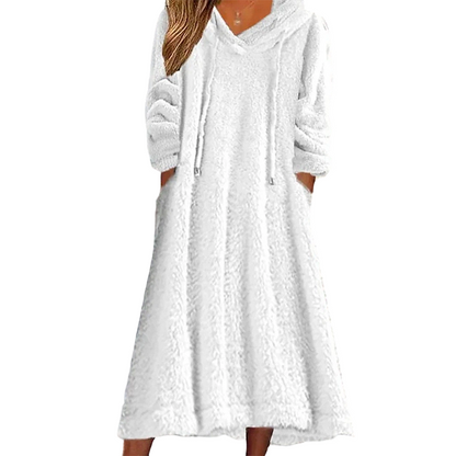 ❄️ Cozy Winter Comfort | 👗Women's Plush Hooded Maxi Lounge Dress