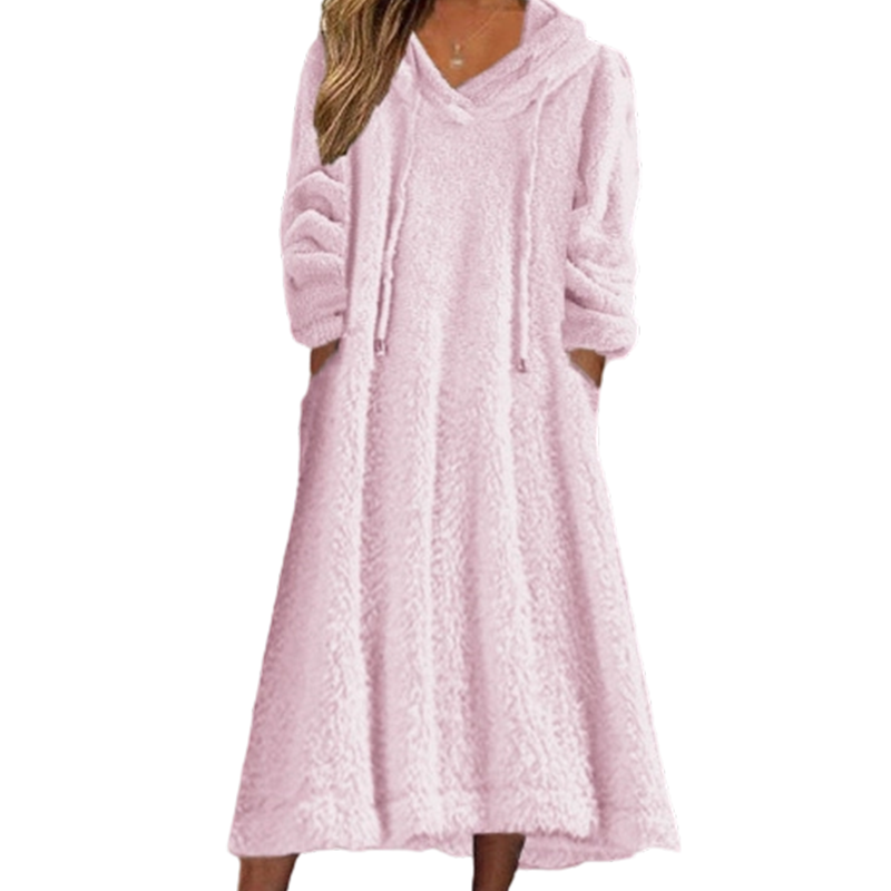 ❄️ Cozy Winter Comfort | 👗Women's Plush Hooded Maxi Lounge Dress