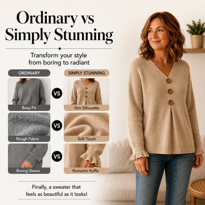 Aure Paris Women's V Neck Knit Sweater