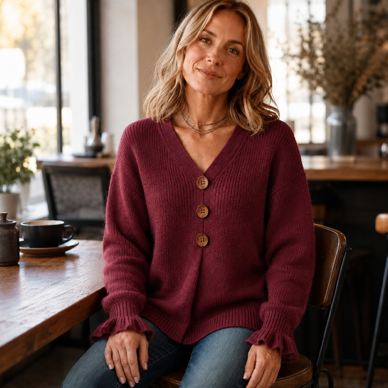 Aure Paris Women's V Neck Knit Sweater