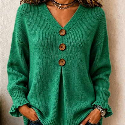 Aure Paris Women's V Neck Knit Sweater