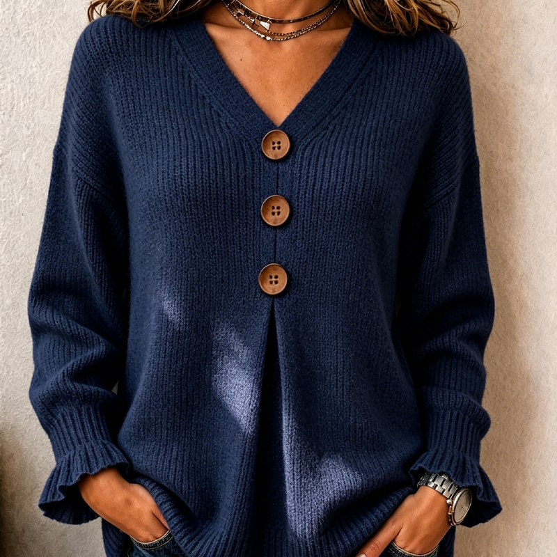 Aure Paris Women's V Neck Knit Sweater