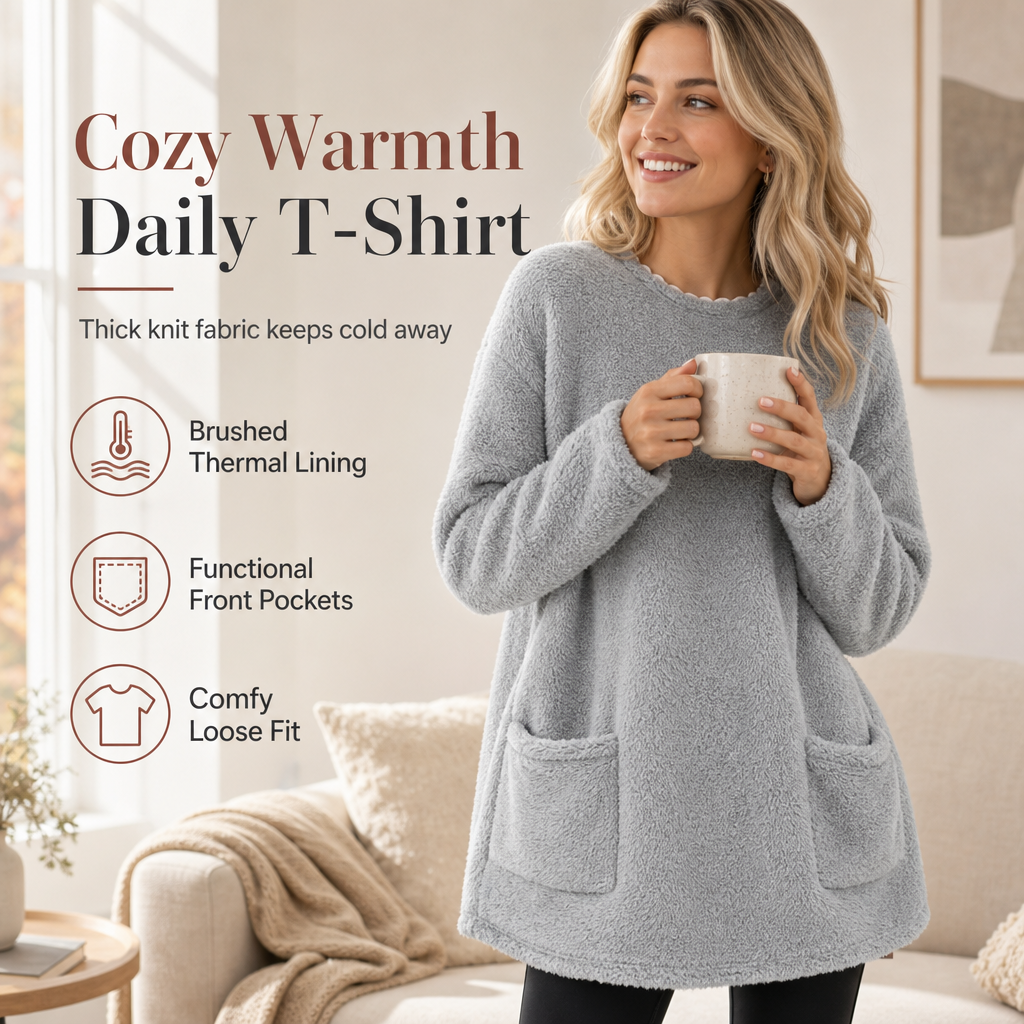 Aure Paris Women's Warm Crew Neck Long Sleeve Top