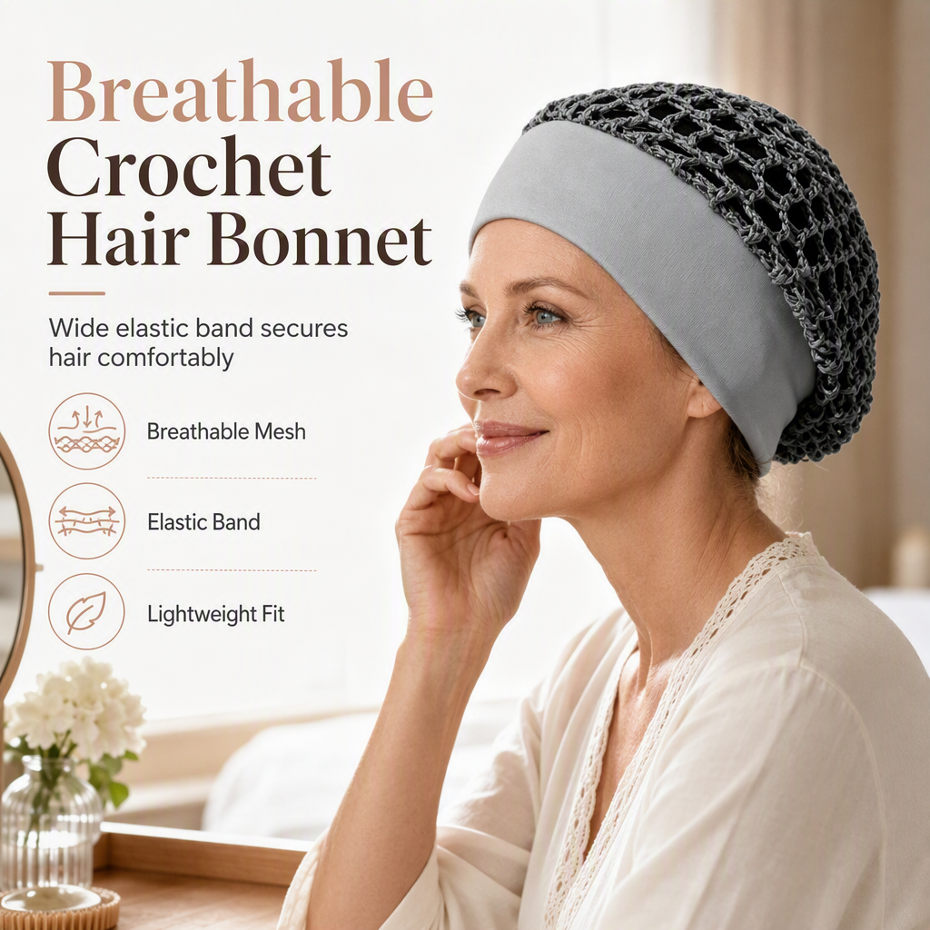 Breathable Comfort, Stay-Put Fit | Women's Wide-Band Mesh Hair Cover