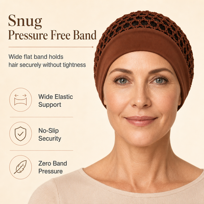Breathable Comfort, Stay-Put Fit | Women's Wide-Band Mesh Hair Cover