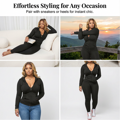 Denim Look, Softer Feel | Women's Faux-Denim Patchwork Top & Wide-Leg Pants Set