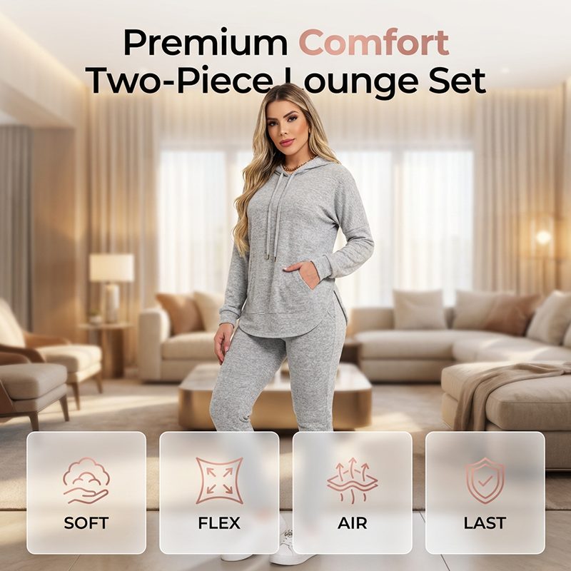 Aure Paris Women's Solid Color 2-Piece Casual Tracksuit Set