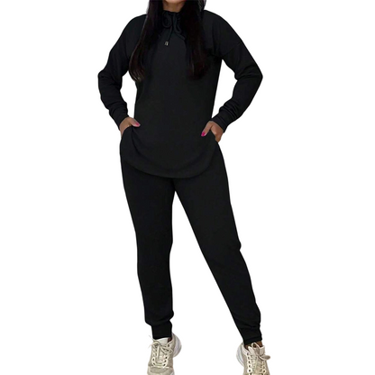 Aure Paris Women's Solid Color 2-Piece Casual Tracksuit Set