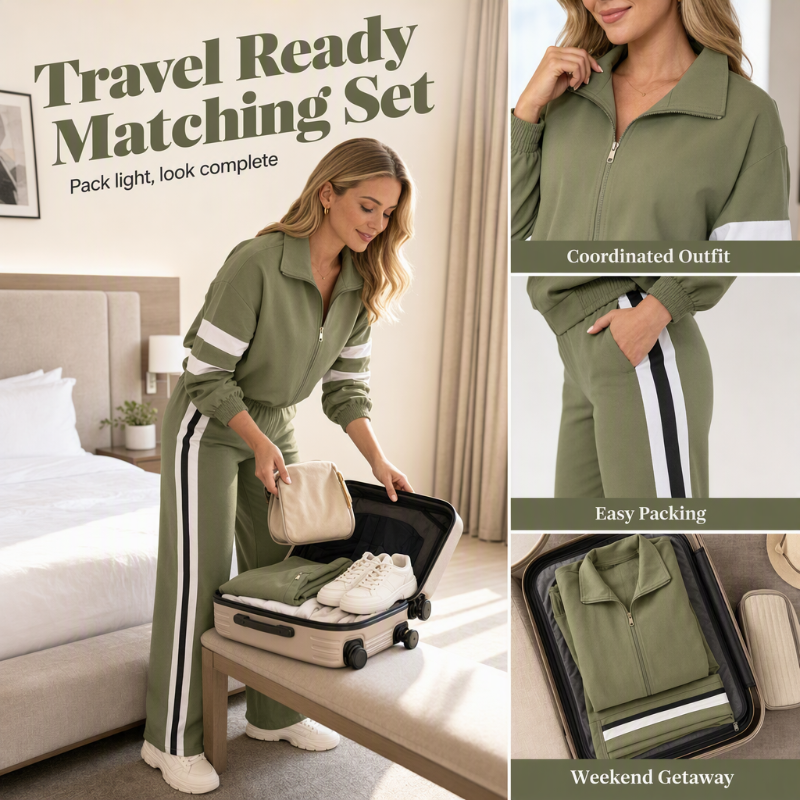 💖Women's Casual Sweatshirt and Wide-Leg Pants Set