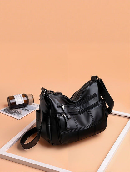 Soft Leather Multi-Compartment Tote