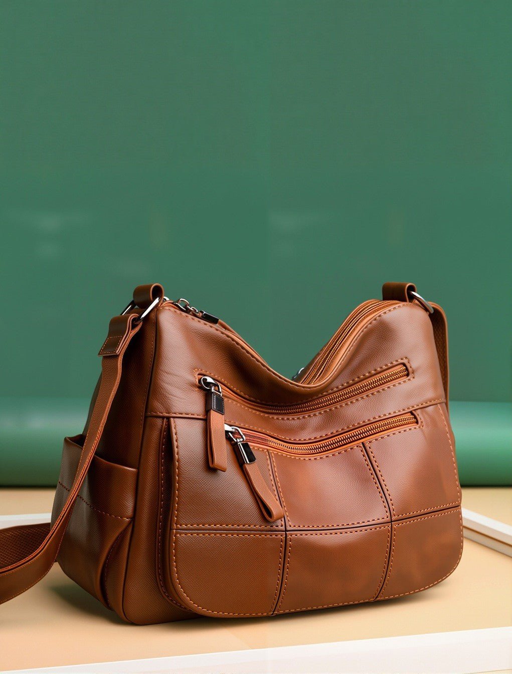 Soft Leather Multi-Compartment Tote