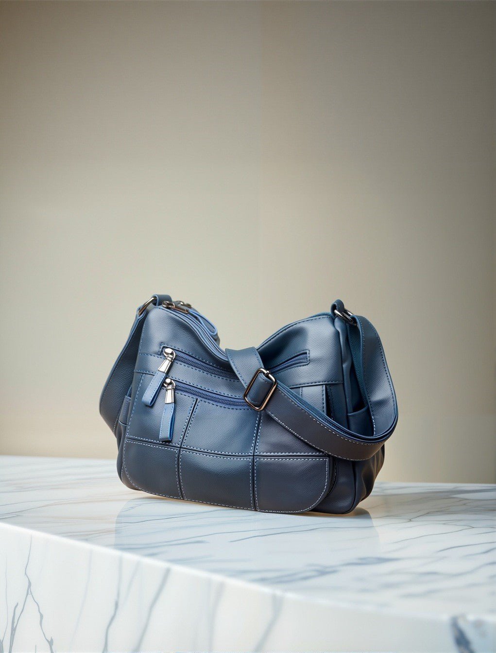 Soft Leather Multi-Compartment Tote