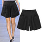 Women Summer Loose Casual Shorts Culottes Elastic Waist Wide Shorts with Pockets