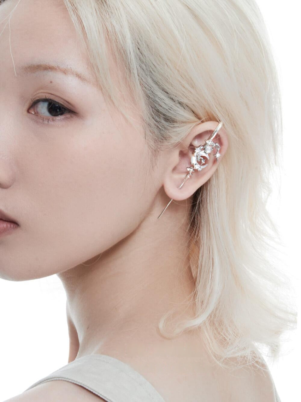 18K Platinum /24K Gold Ear Hook Needle Piercing Earring
