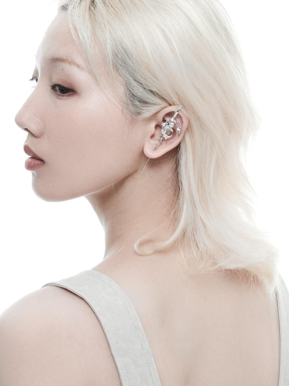 18K Platinum /24K Gold Ear Hook Needle Piercing Earring