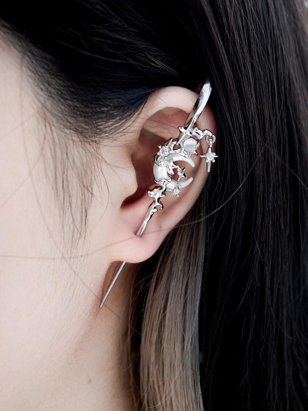 18K Platinum /24K Gold Ear Hook Needle Piercing Earring